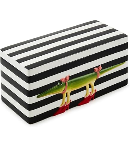 Amazon.com: MACKENZIE-CHILDS Black Faux-Leather Box, Jewelry Box